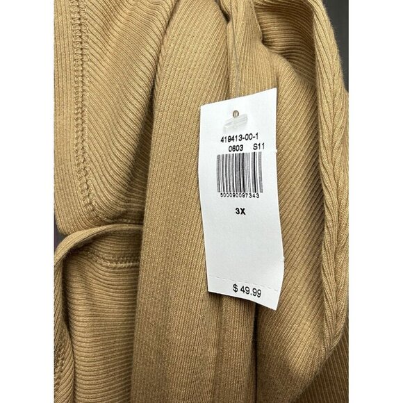 Old Navy Ribbed Knit Midi 3X Dress V Neck Long Sleeve Front Button w/Side Slits - Picture 10 of 11